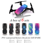 6PCS FPV Drone Protective Luxury Carbon Fiber Sticker Skin Cover Waterproof Sticker for DJI Spark RC Drone